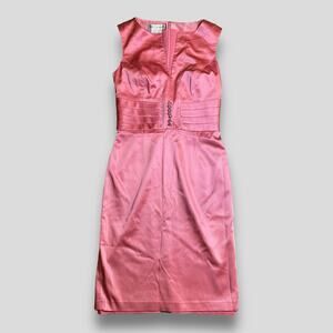 KAY UNGER FITTED PARTY COCKTAIL WEDDING GUEST BODYCON SATIN DRESS PINK 4